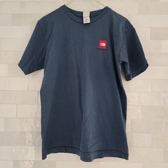 North Face Graphic Cotton Tee Tshirt T-Shirt Blue Men's Size Medium NF Logo - Picture 4 of 6